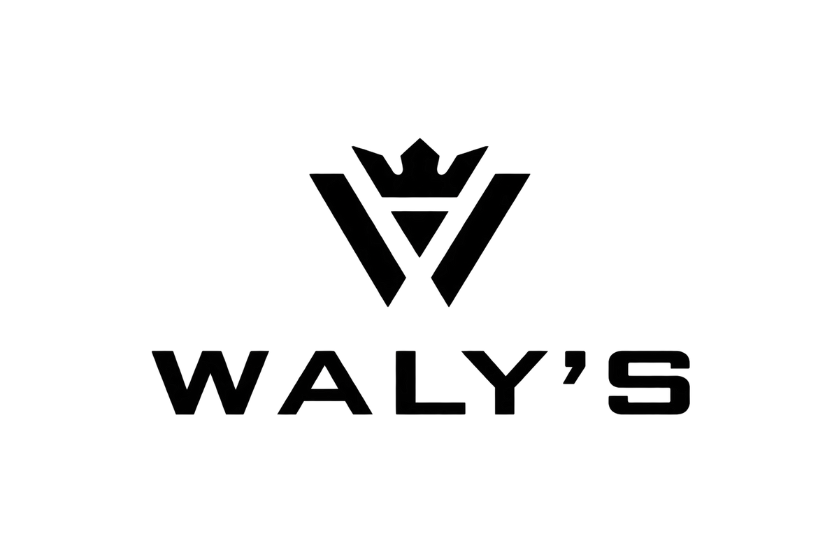 Black Waly's logo with a crown and stylized lettering on a solid white background.