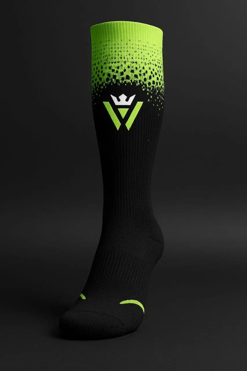 Coolmax soccer socks Neon Black Fade by Waly’s.
