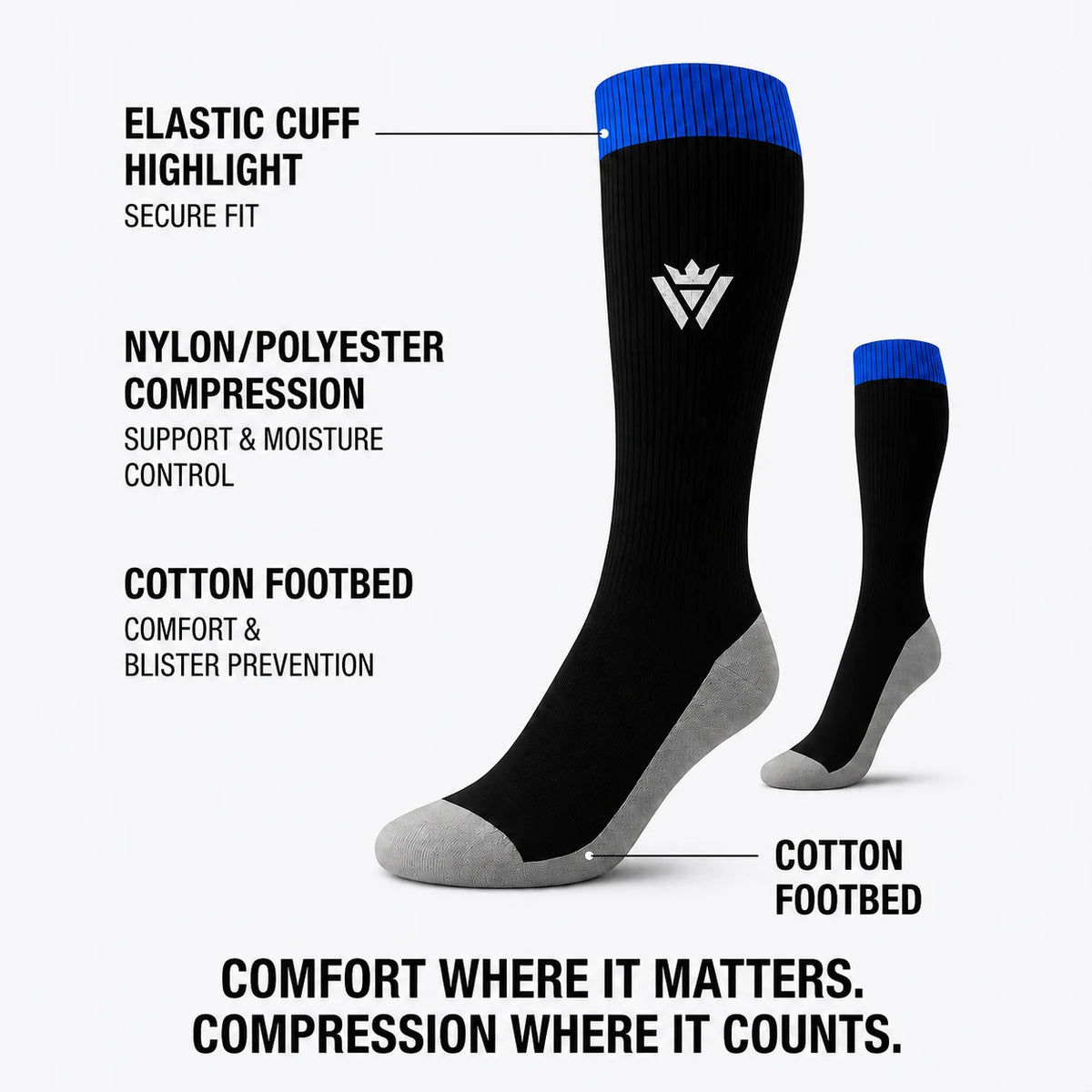 Waly's hybrid soccer sock construction