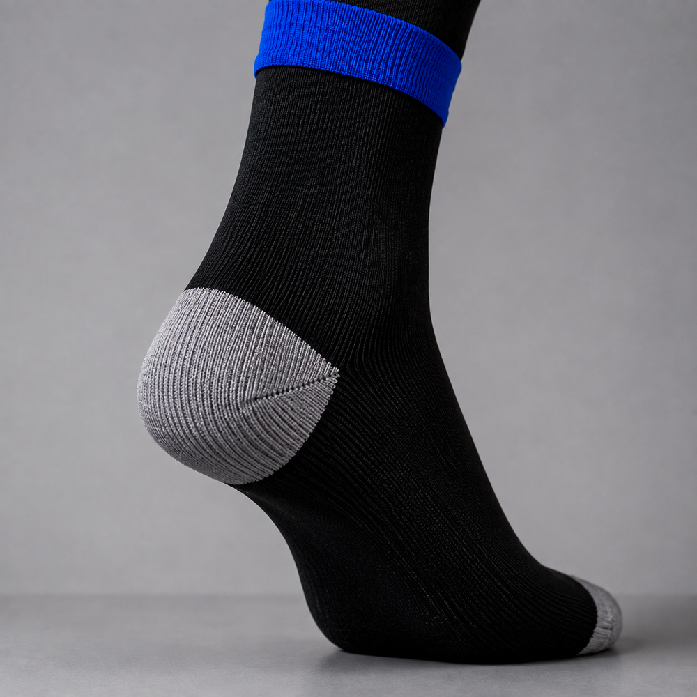 Waly's White Navy Fade soccer sock detail