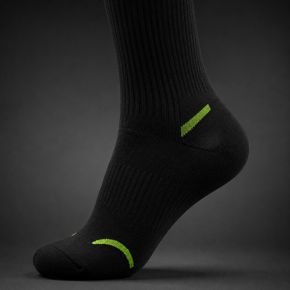 Waly's White Navy Fade soccer sock detail