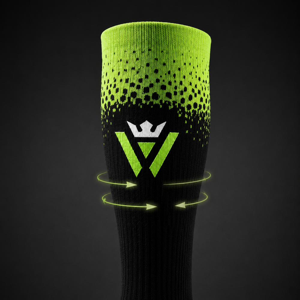Waly's White Navy Fade soccer sock detail