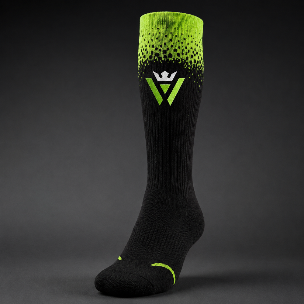 Waly's White Navy Fade soccer sock detail