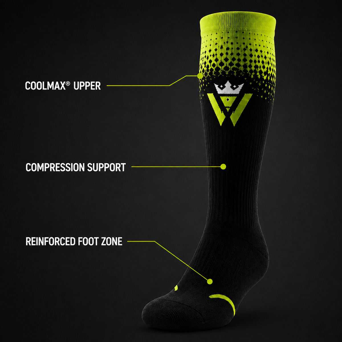 Player wearing Waly's White Navy Fade soccer socks