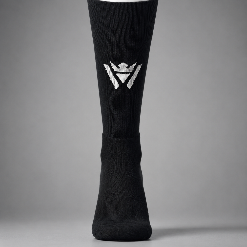 Waly's White Navy Fade soccer sock detail