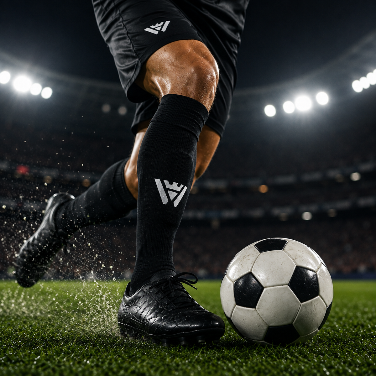 Waly's White Navy Fade hybrid soccer sock