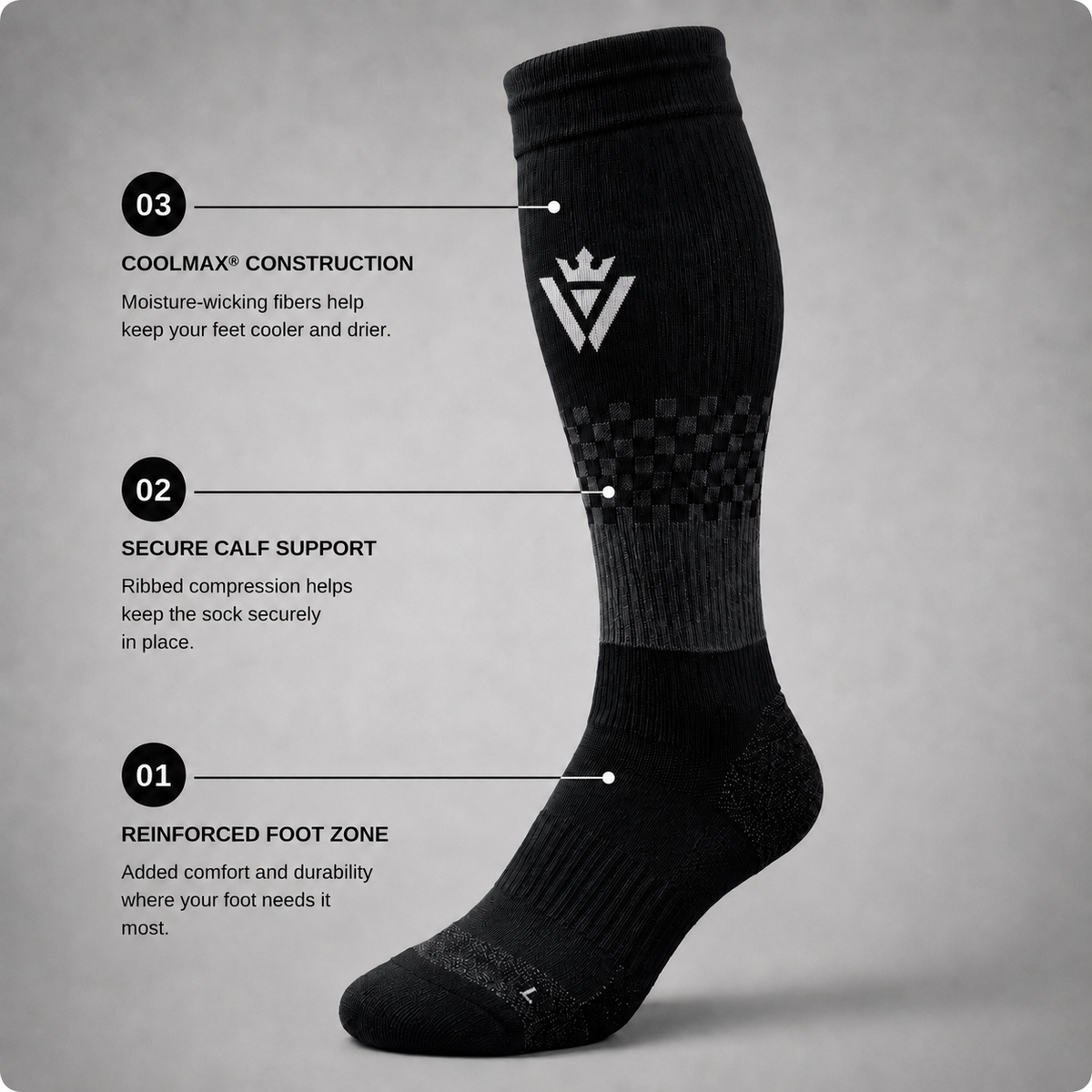Player wearing Waly's White Navy Fade soccer socks