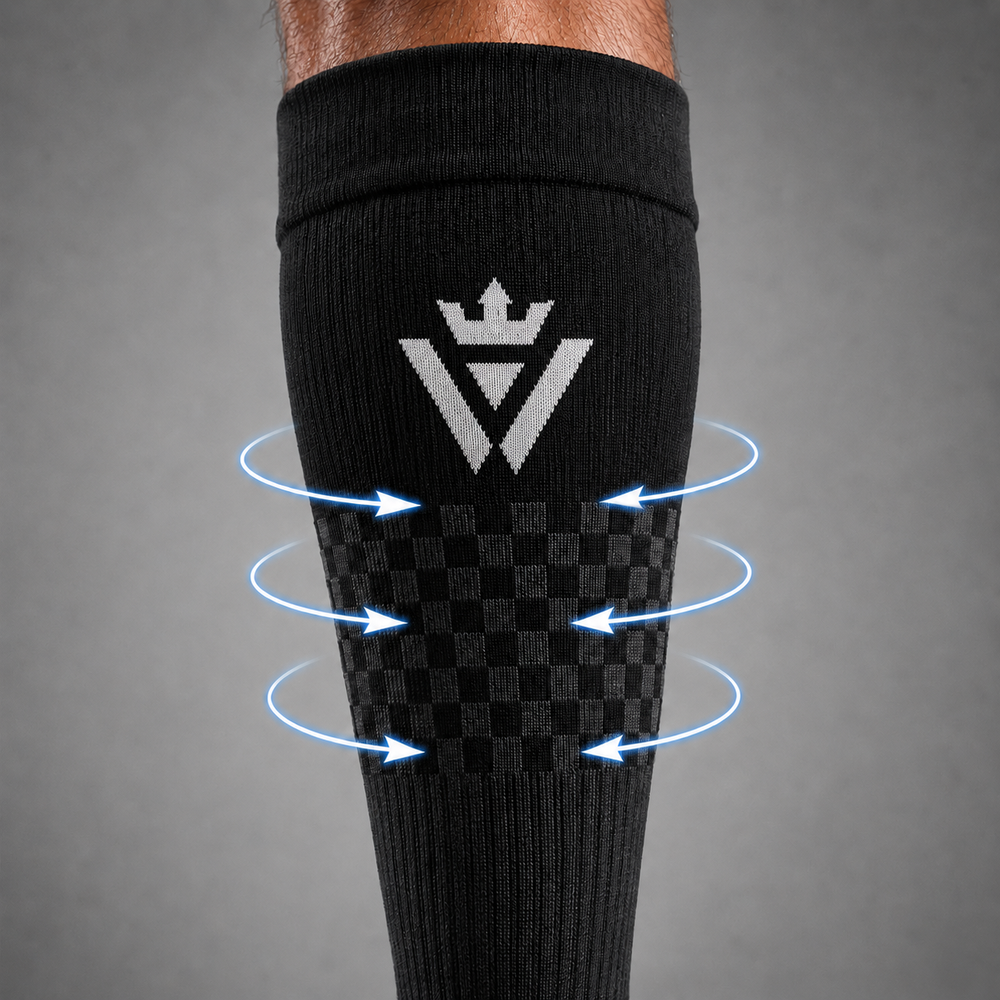 Waly's White Navy Fade soccer sock detail