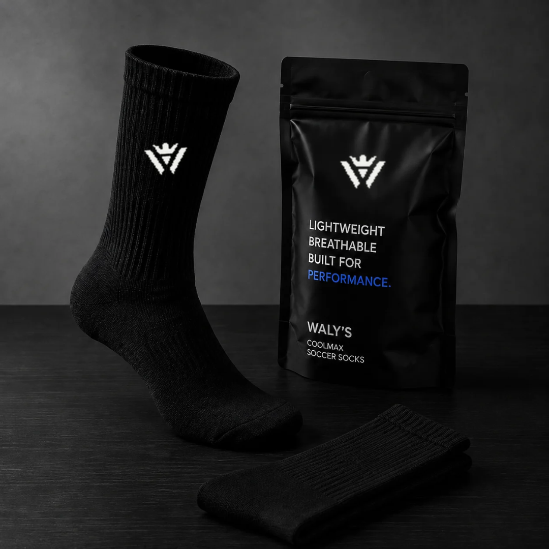 Waly's White Navy Fade soccer sock
